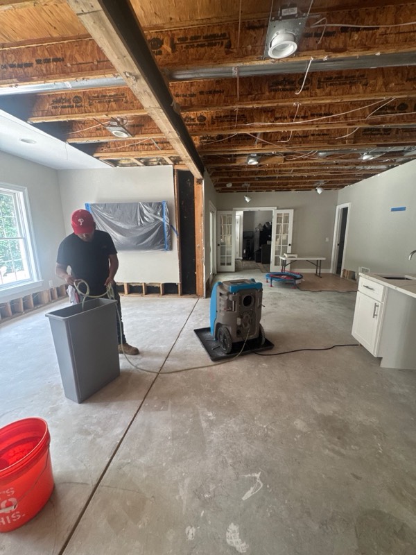 Oakton, VA home after water extraction with monitored drying equipment in place
