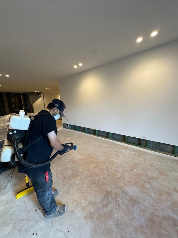 Ashburn, VA finished basement during flood cleanup and dehumidification
