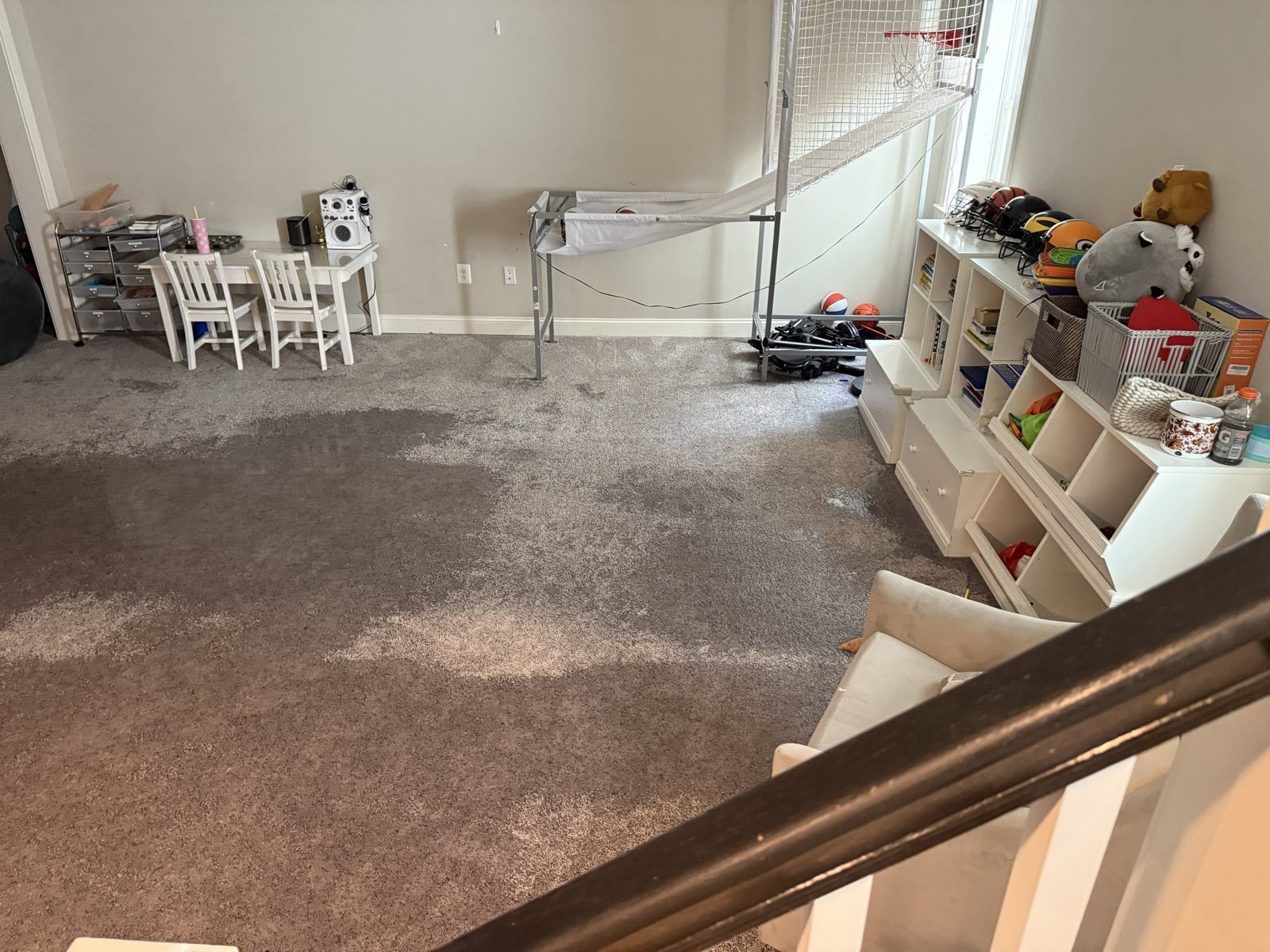 Before restoration: flooded carpet extraction & structural drying on a documented Bethesda, MD restoration project by Restoration Doctor.