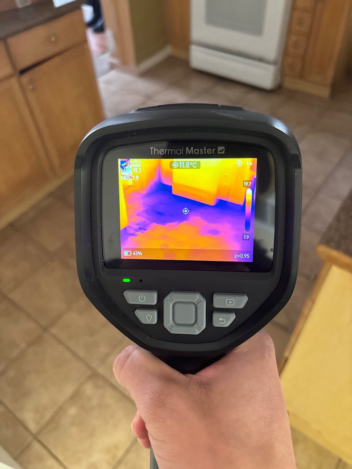 Thermal imaging moisture inspection during a documented Restoration Doctor water extraction and drying project